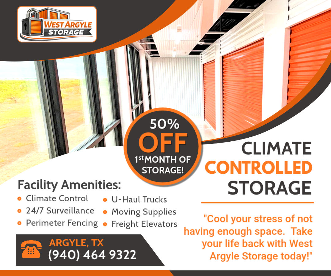 Storage features and 50% off first month at West Argyle Storage!